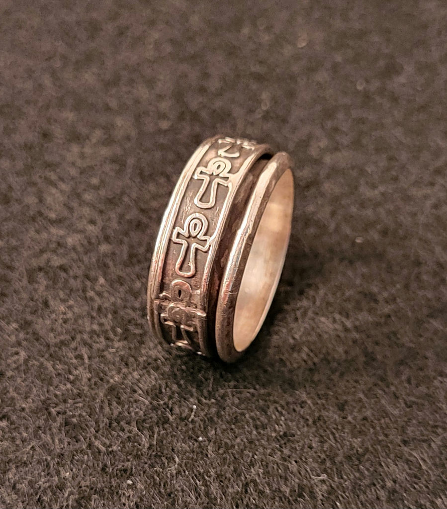 Vintage Sterling Silver Ankh Spinner Ring - image 2 of 5