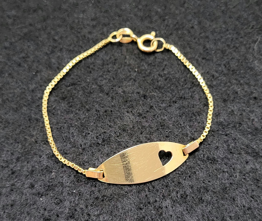 Vintage 14k Gold Italy Heart ID Bracelet - image 1 of 5