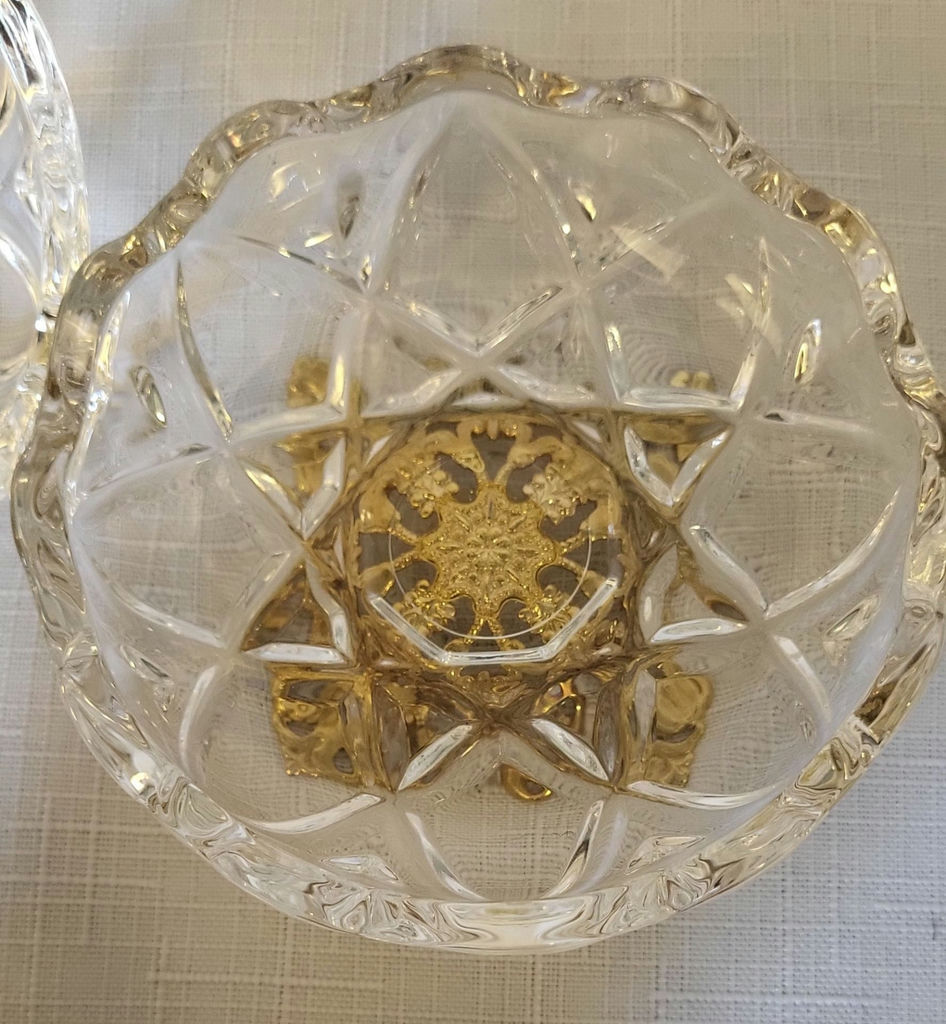 Vintage Killarney 22k Plated Lead Crystal Lidded Dish - image 5 of 5