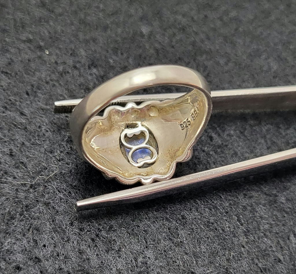 Vintage Sterling Silver Ring w/ Rainbow Moonstone - image 3 of 6