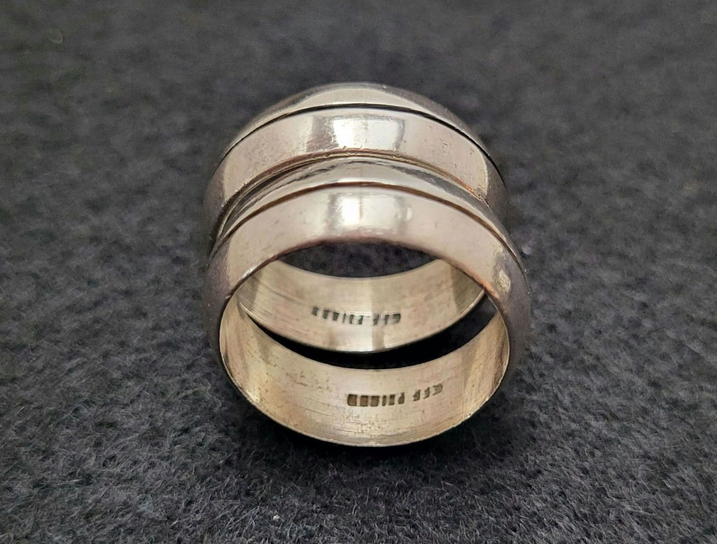 Vintage 2 Sterling Silver Rings Matching Pair - image 1 of 5