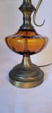 Vintage Amber Glass & Brass Table Lamp - thumbnail 4 of 6