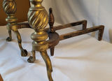 Antique Pair of Brass Rostand Andirons - thumbnail 2 of 5