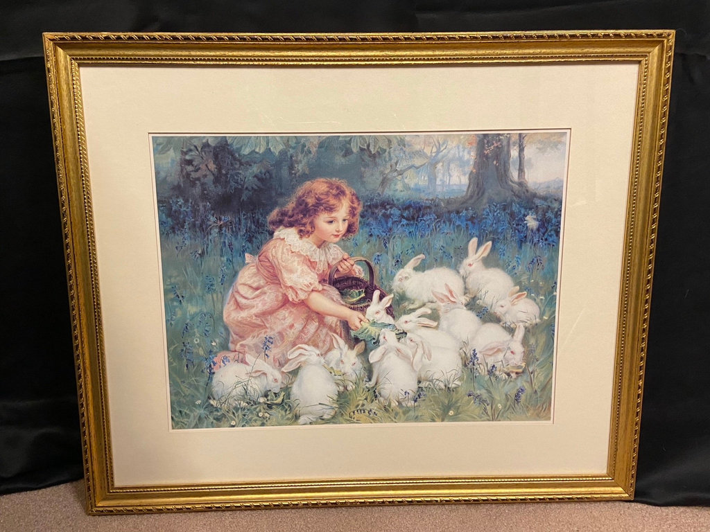 “Feeding the Rabbits” By Frederick Morgan - image 1 of 3