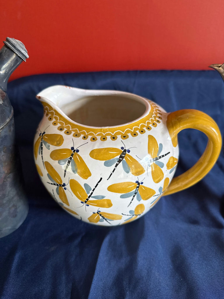 Vintage metalware and ceramic pitcher set - image 3 of 7