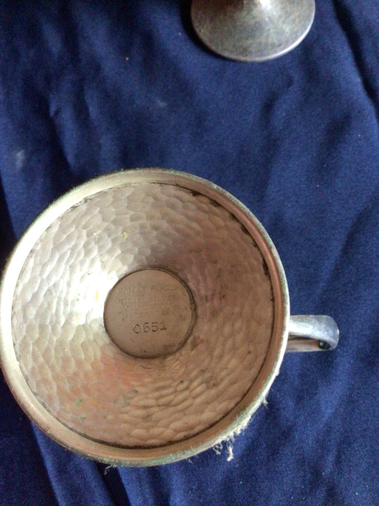 Antique Pewter Teapot, Creamer and Cup - image 4 of 4
