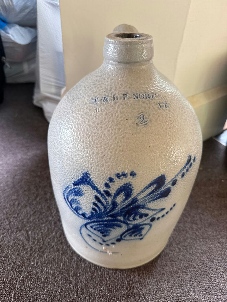 FB Norton & Sons Stoneware jug with cobalt blue floral motif - image 2 of 4