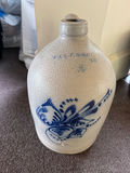 FB Norton & Sons Stoneware jug with cobalt blue floral motif - thumbnail 2 of 4