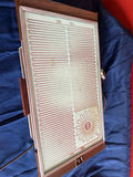 Vintage wooden-framed electric heater with frosted glass panel - thumbnail 1 of 3