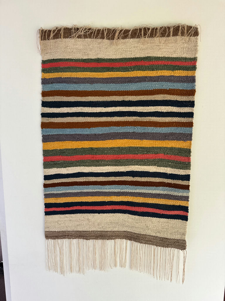 Striped woven rug with fringe - image 1 of 2