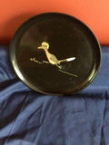 Round black Couroc tray lid with bird inlay - thumbnail 1 of 2