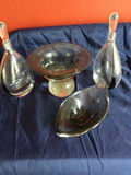 Set of clear glass vases and centerpiece bowl - thumbnail 1 of 2