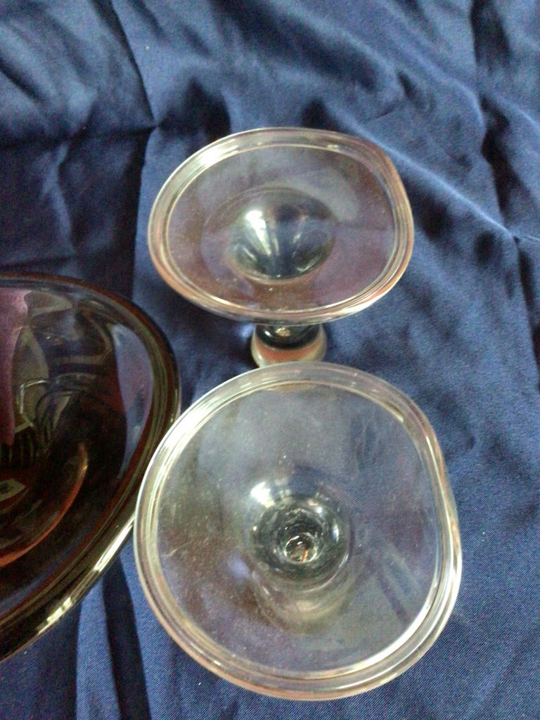 Smoky glass centerpiece with central bowl and four pedestal dishes - image 3 of 3
