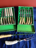 Antler-Handled Knife Set with Engraved Blades - thumbnail 1 of 3