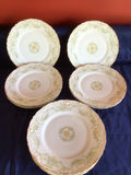 Six porcelain dinner plates with floral border - thumbnail 2 of 5