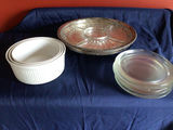 Ramekins, Glass Plates, and Silver Serving Platter - thumbnail 1 of 5
