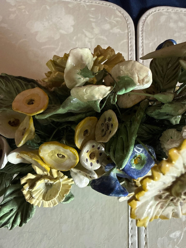 Ceramic floral bouquet centerpiece with plate - image 3 of 4