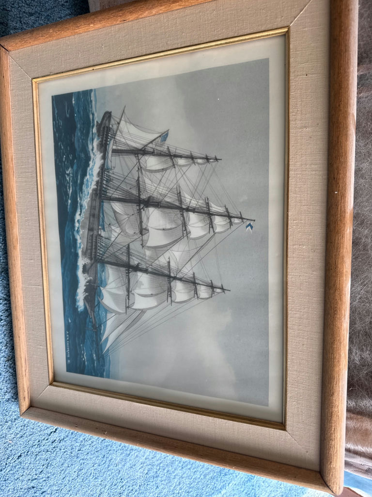 Framed sailing ship print - image 1 of 4
