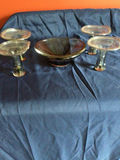 Smoky glass centerpiece with central bowl and four pedestal dishes - thumbnail 2 of 3
