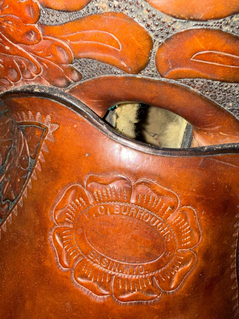 Leather Western saddle with floral tooling - image 3 of 3