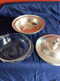 Silver-plated lidded serving dish with glass insert - thumbnail 3 of 3