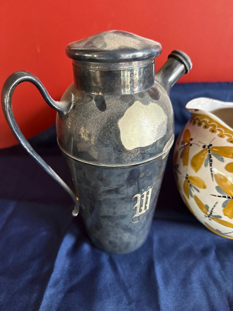 Vintage metalware and ceramic pitcher set - image 2 of 7