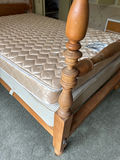 Wooden bed frame with turned posts and mattress - thumbnail 2 of 4