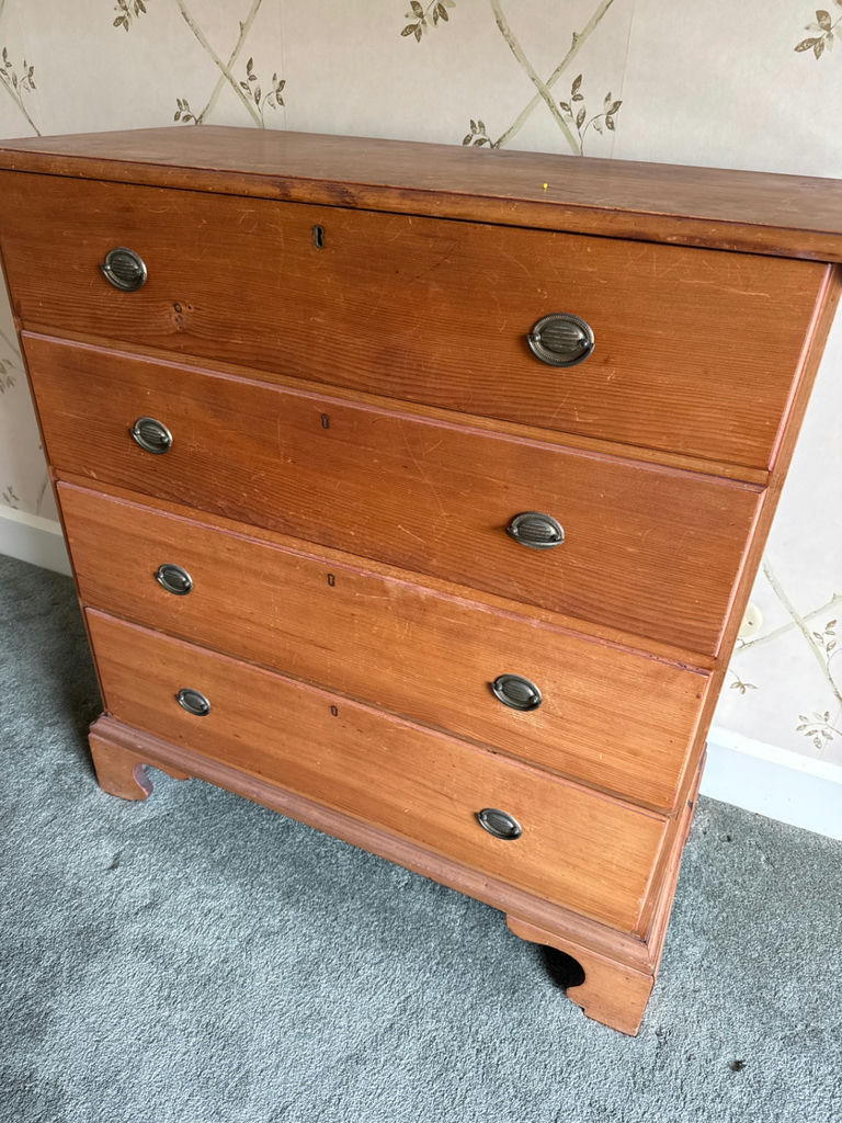 Wooden five-drawer dresser with metal pulls - image 1 of 5