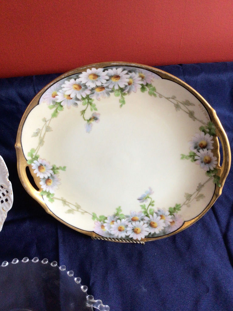 Floral porcelain plates and a beaded-edge glass serving dish - image 3 of 5