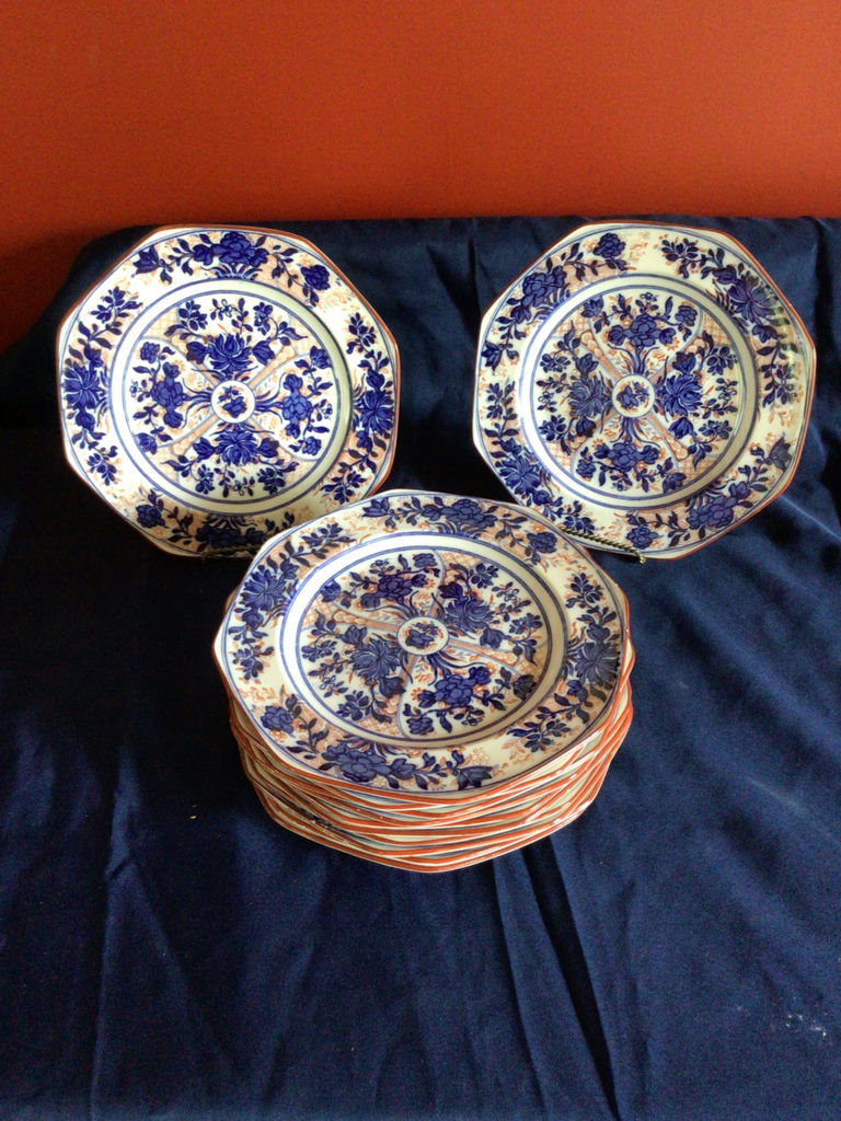 Wedgwood Ningpo Blue and White Floral Ceramic Plates - image 1 of 2