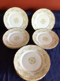 Six porcelain dinner plates with floral border - thumbnail 1 of 5
