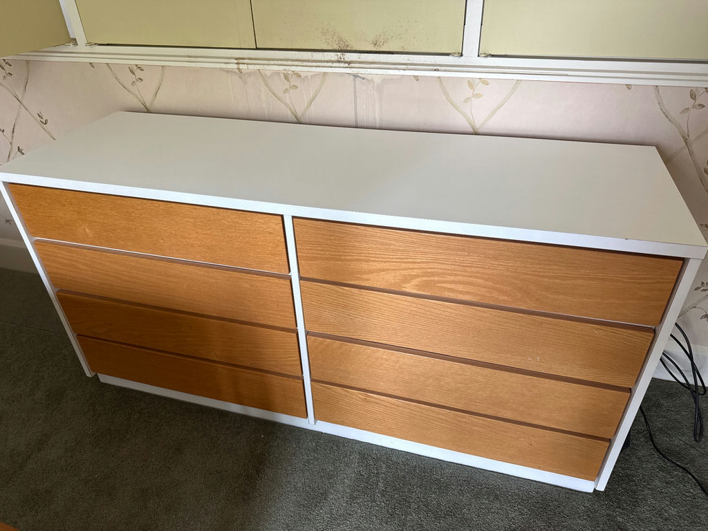 White and wood eight-drawer dresser - image 2 of 3