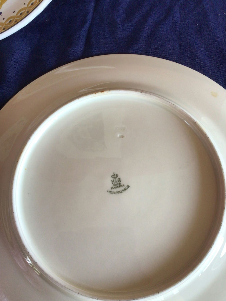 Dragonfly-pattern plate, ornate-border plate, and brown glass dish - image 2 of 4