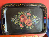 Two floral painted metal trays - thumbnail 4 of 4