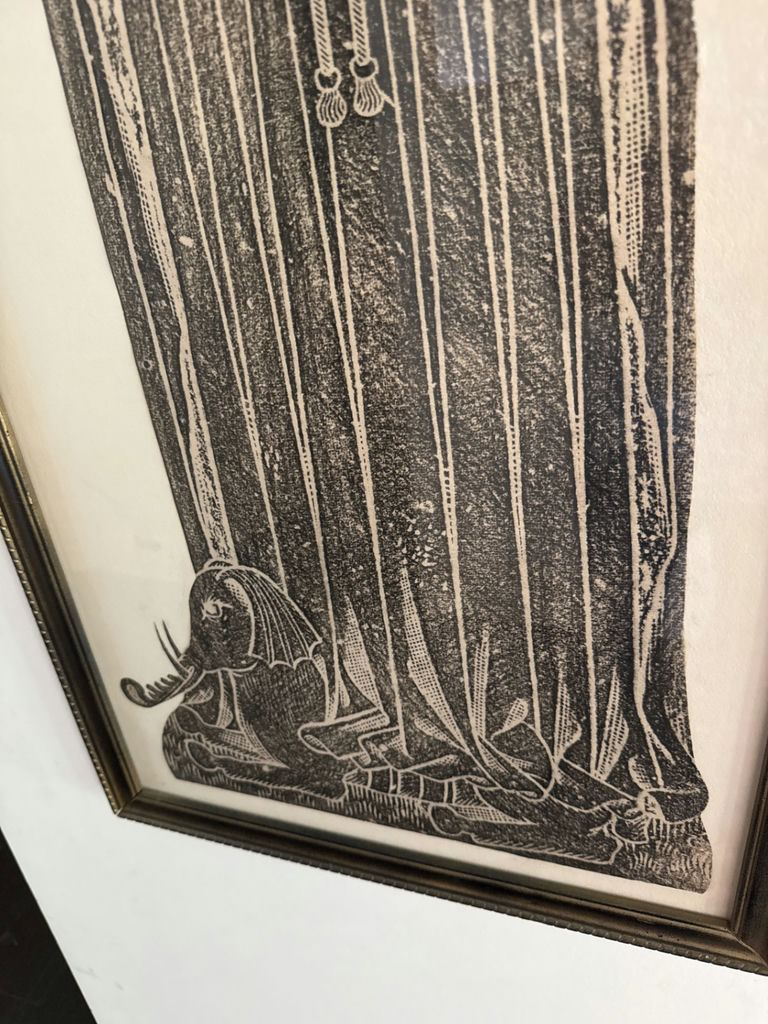 Framed vertical print of a robed praying figure - image 4 of 4