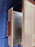 Vintage wooden-framed electric heater with frosted glass panel - thumbnail 3 of 3