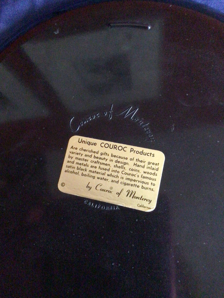 Round black Couroc tray lid with bird inlay - image 2 of 2