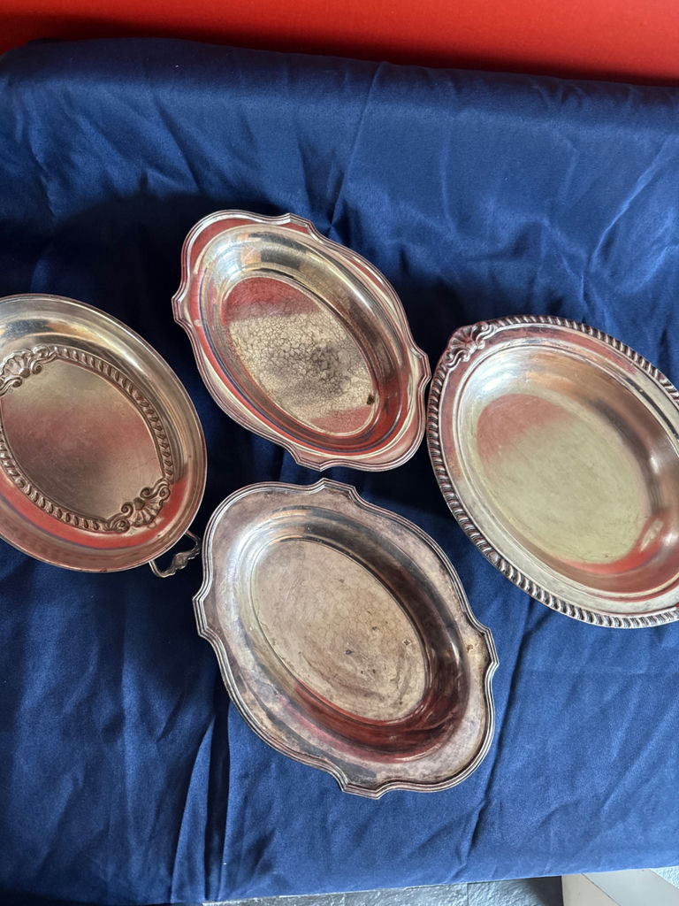 Set of Four Oval Silver-Plated Trays - image 3 of 4