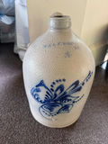 FB Norton & Sons Stoneware jug with cobalt blue floral motif - thumbnail 1 of 4