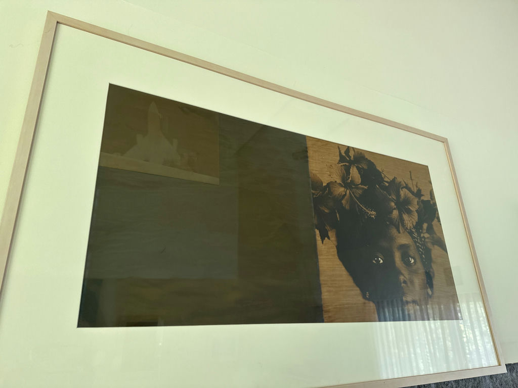 Framed portrait with floral headdress - image 1 of 3