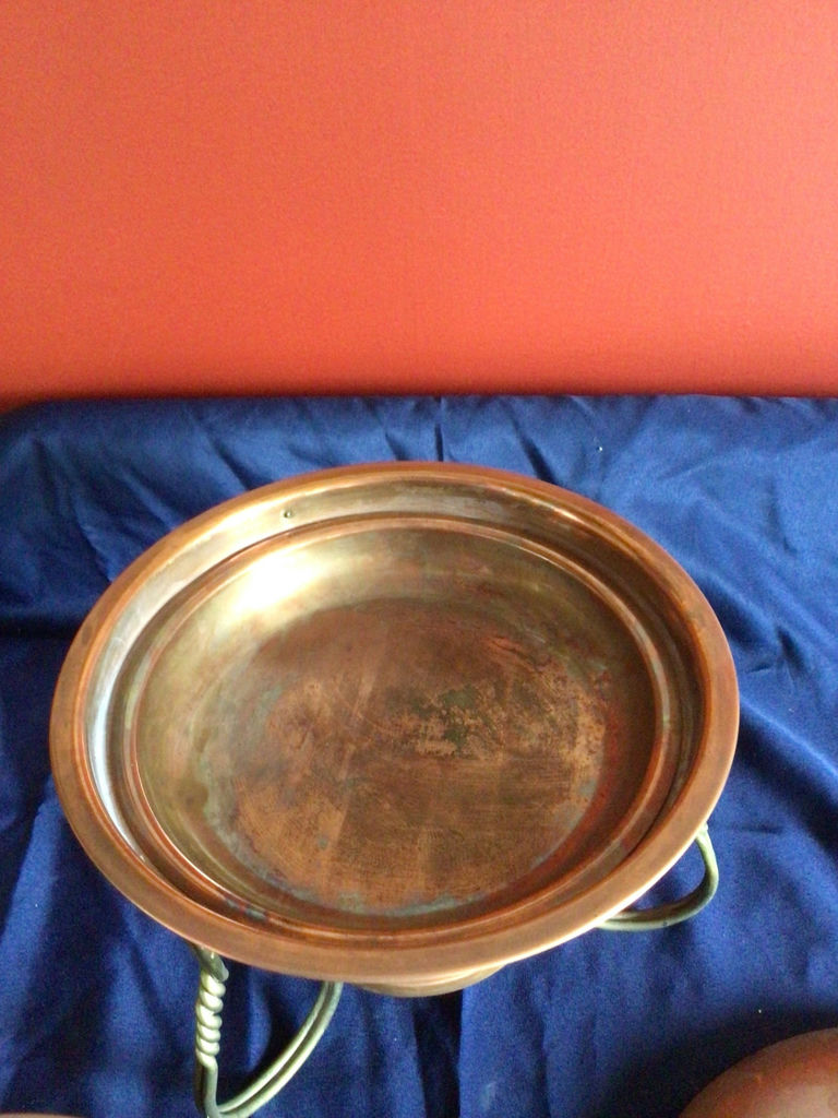 Copper chafing dish with lid on stand - image 3 of 3