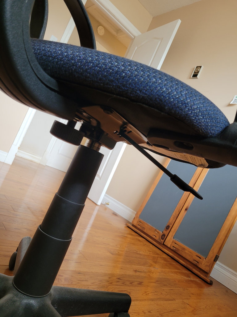 Blue Fabric Office Chair with Black Armrests and Base - image 6 of 10