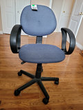 Blue Fabric Office Chair with Black Armrests and Base - thumbnail 1 of 10