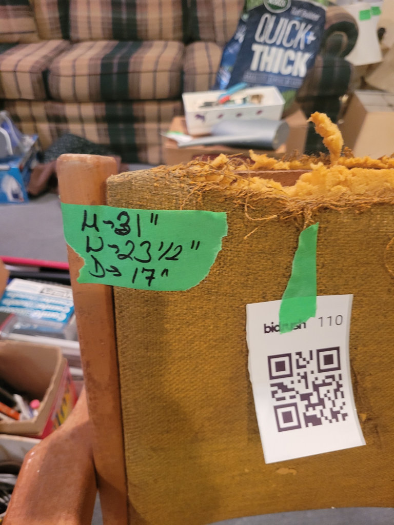 Wooden Frame Chair with Worn Upholstery - image 1 of 2
