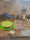 Kitchenware Items Including Plates, Glasses, Thermos, and Ice Tray - thumbnail 1 of 1