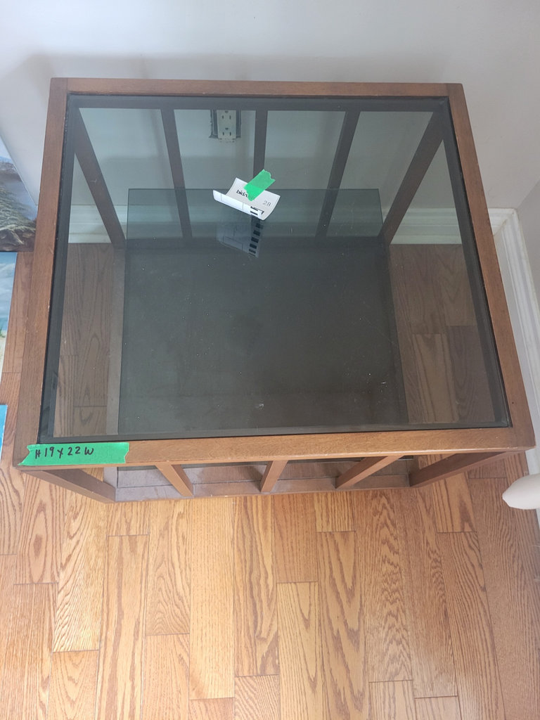 Square Glass and Wood Side Table - image 1 of 2