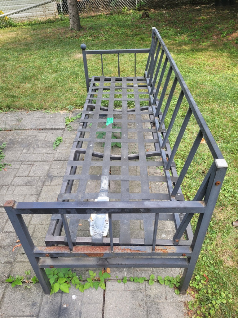 Metal Frame Couch  x2 with Glass Top Table  - image 7 of 14