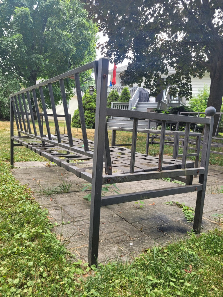 Metal Frame Couch  x2 with Glass Top Table  - image 6 of 14
