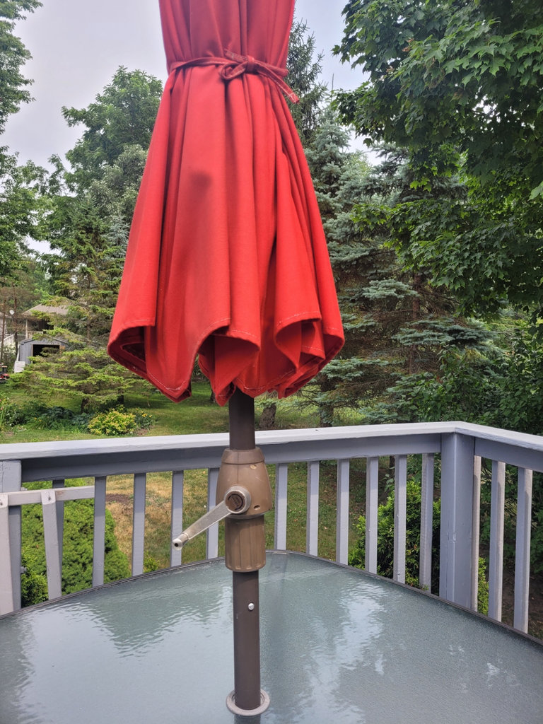 Outdoor Patio Table Set with Umbrella and Two Chairs - image 2 of 15