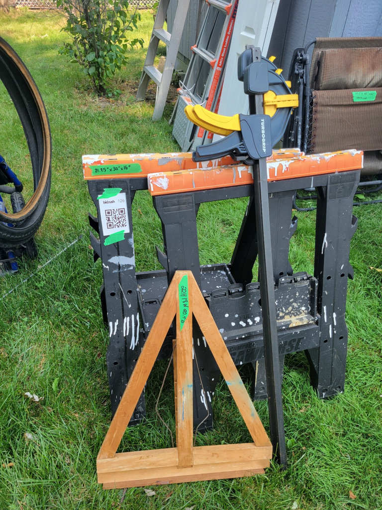 Sawhorse, Clamp, and Wooden Frame - image 1 of 1